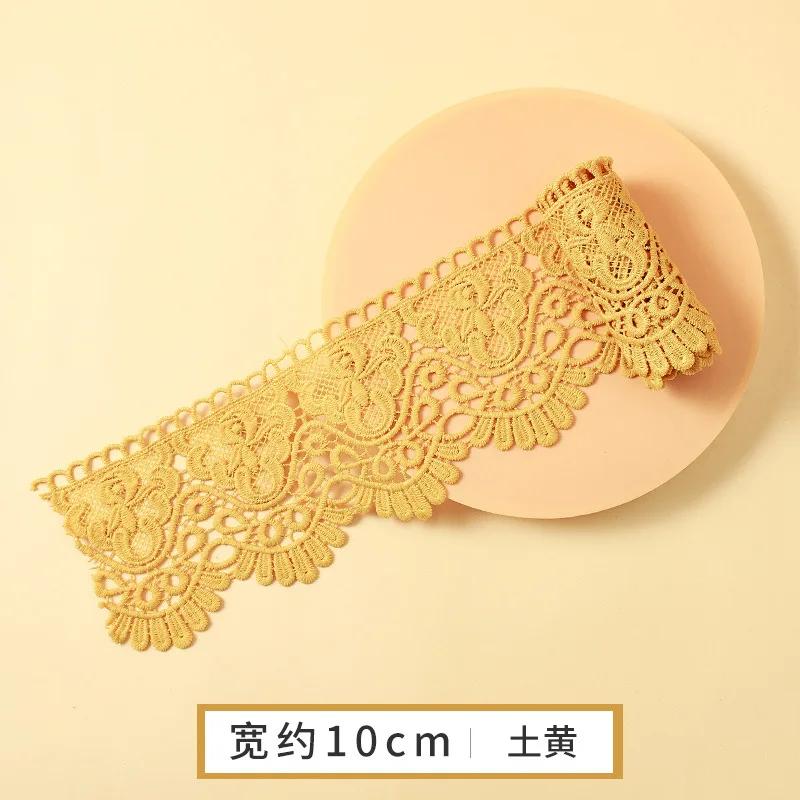 Красочная кружевная лента с цветочной вышивкой и перфорацией для шитья одежды своими руками, ширина 10 см, ручная работа, водорастворимая кружевная тесьма