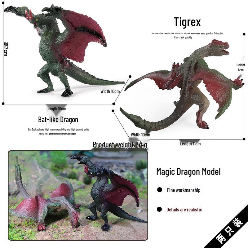 Dinosaur & Dragon Plastic Toy Set: Mythical Animal Figures for Kids
