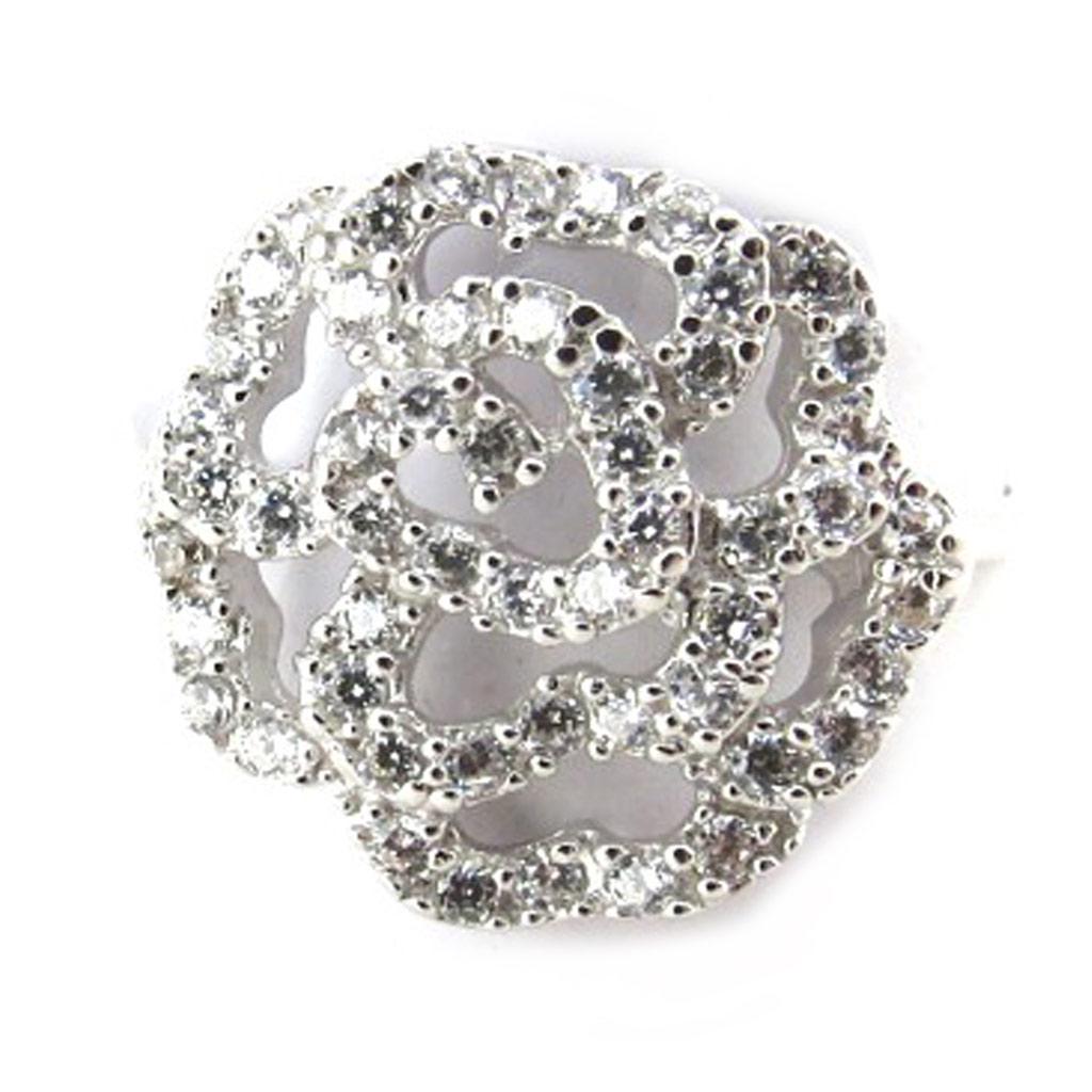 Silver Ring 'Rosa Romantica' White