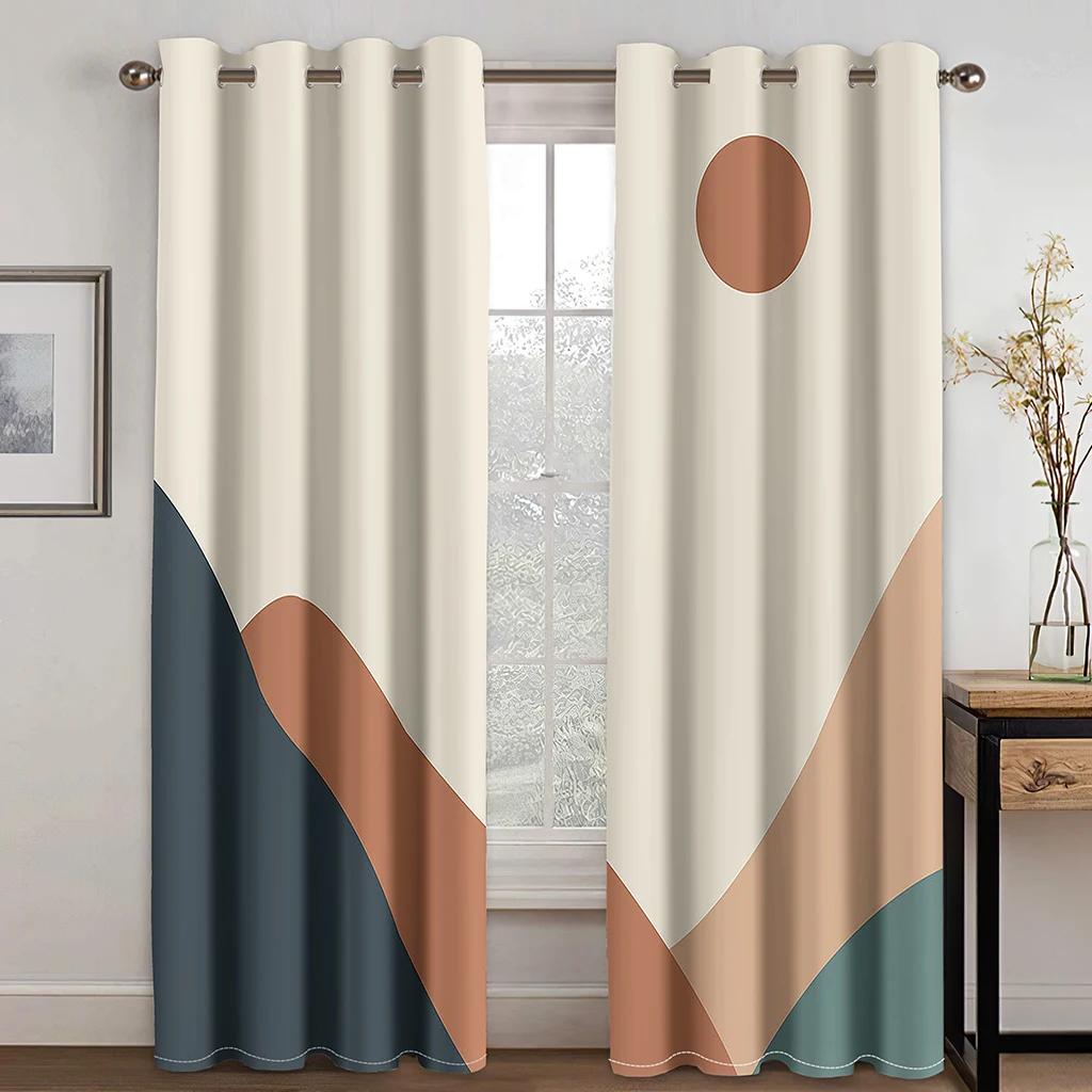 Abstract Art Anthestic Boho Morandi Window Curtains Blinds For Living Room Bedroom Bathroom Kicthen Office Door Home Decor 2Pcs