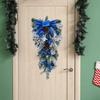 Рождественский венок, Реалистичный, Украшенный бантом, шарами, гирляндой, Венок для входной двери, Искусственный венок для декора дома, стены, вечеринки