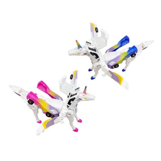 2Pcs Transforming Flying Horse Car Toy for Kids Sturdy Transforming Car-Robot Gift for Boys Girls Birthday