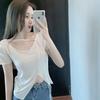 T Shirt Women Summer Oversize V Neck Casual Top With Embroidery For Daily Wear