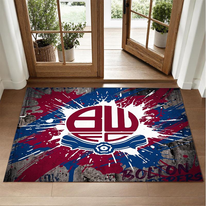 Bolton Wanderers FC Design Crystal Velvet Rug Soft Decorative Mat for Bedroom Entrance