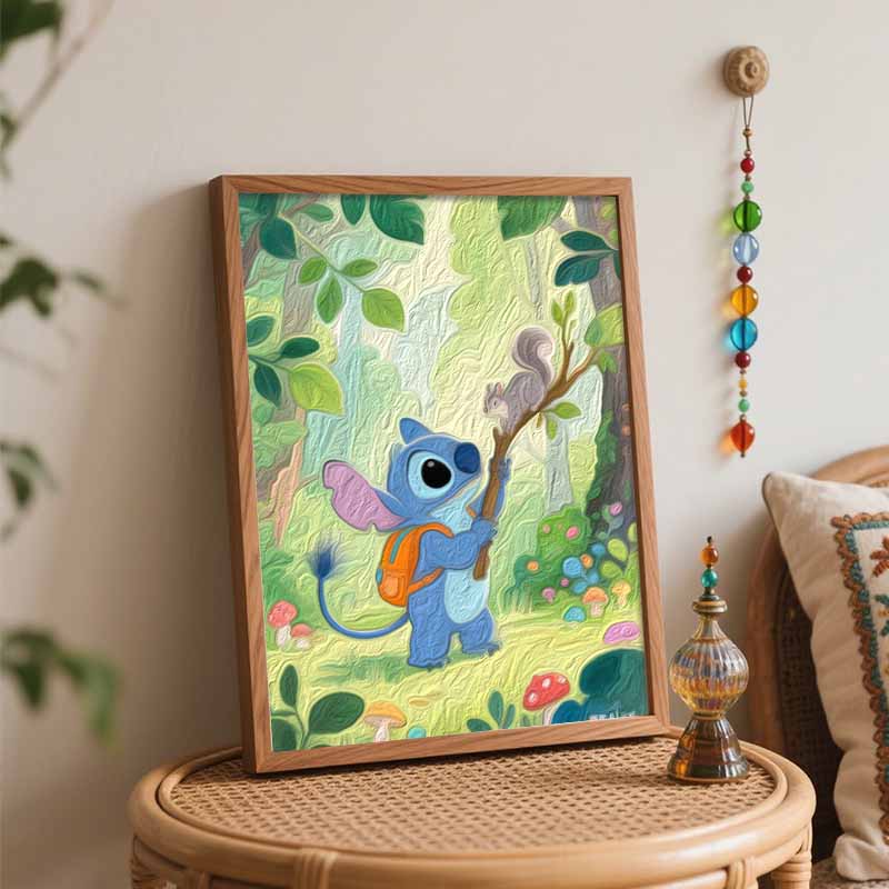 Disney Stitch Forest Adventure Digital Oil Painting Art Kit Hand Filled Home Decor