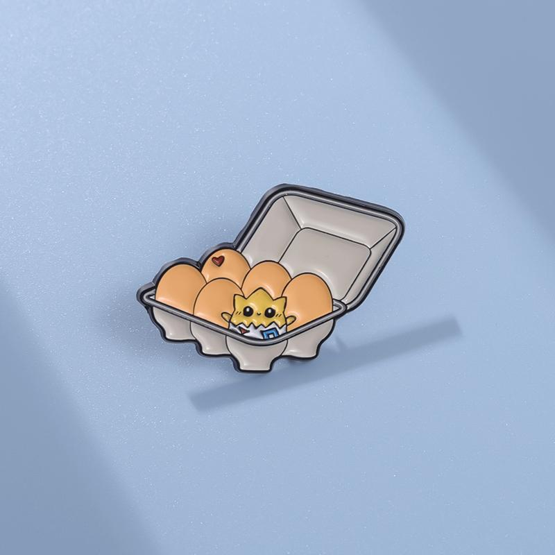 Cartoon Egg Enamel Pins Anime Brooches Metal Backpack Clothing Lapel Badge Jewelry Gifts For Kids Friends
