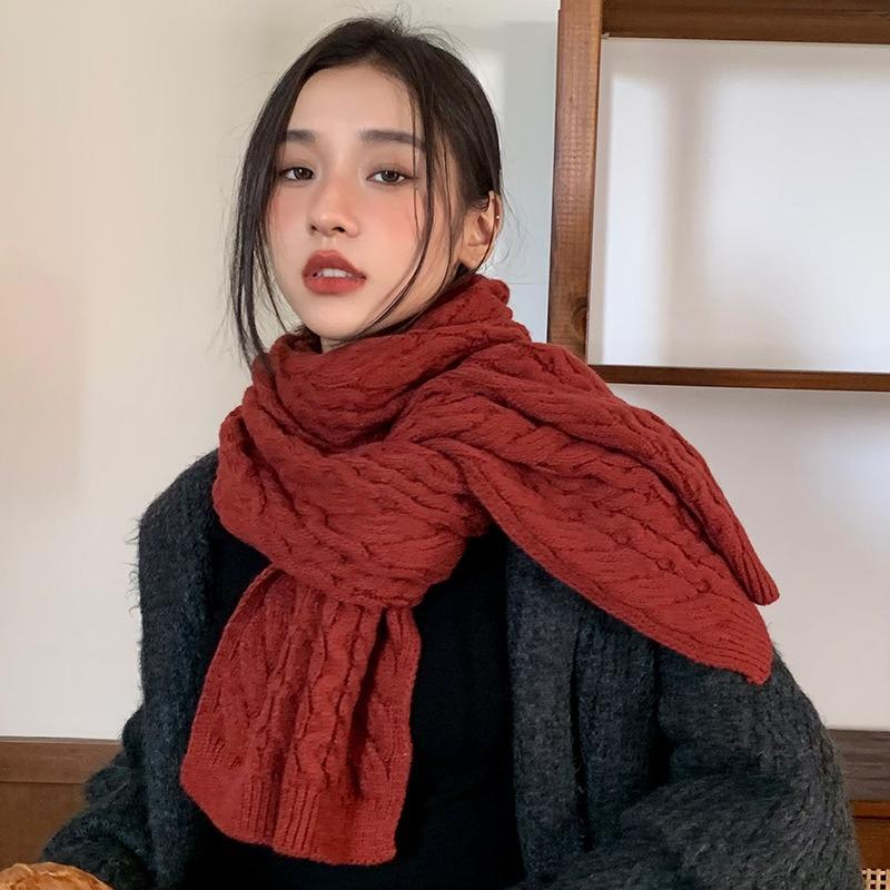 Vintage Christmas New Red Scarf Women's Winter Thickened Warm Premium Birthday Gift Scarf