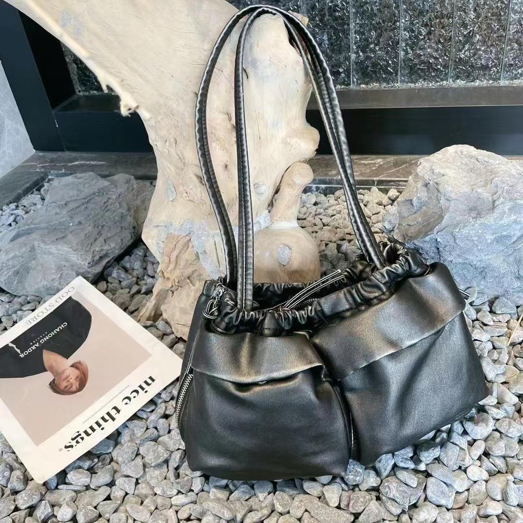 Женская сумка-тоут из натуральной кожи, рюкзак, плиссированные женские сумки, квадратные, на плечо, большая вместимость, много карманов, тренд