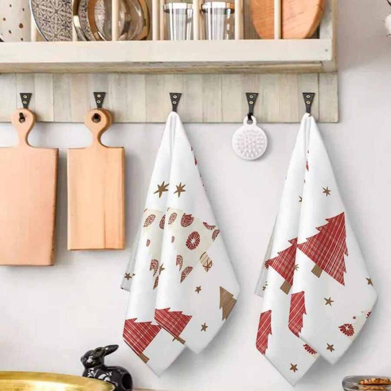 Christmas Printed Microfiber Dish Cloths, Creative Kitchen Table Cleaning Towels Christmas Home Decor