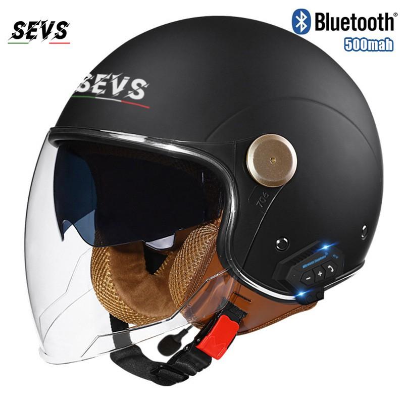 3C DOT Certified Bluetooth Motorcycle Half Helmet Retro Style Men Women All Season