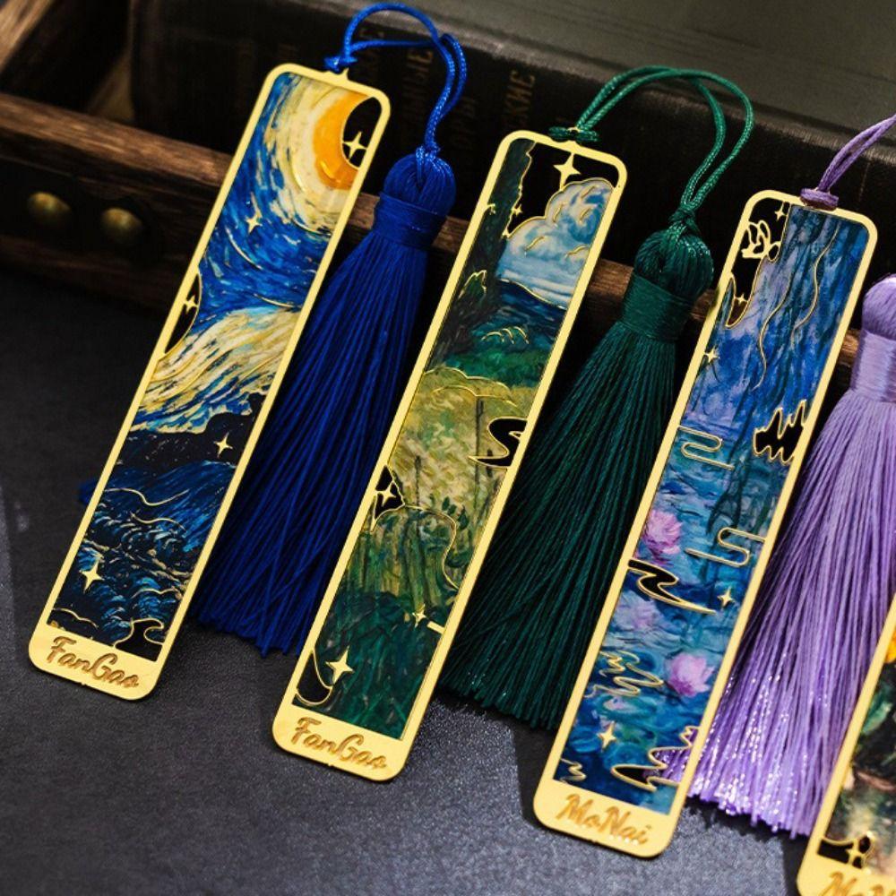 Полая металлическая закладка, закладка для страницы книги с масляной живописью, многофункциональный зажим для книги для чтения, подарки