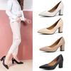 Women's Spring 2024 Fashion Thick Heeled Pointed Toe Pumps - Korean Style Simple Slip-On High Heels.