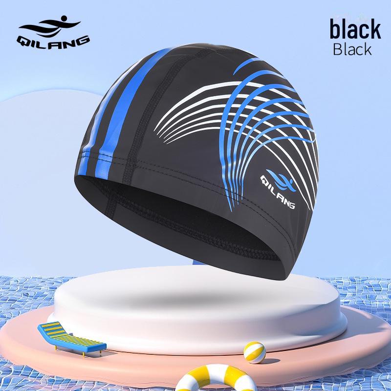 Шапочка для плавания унисекс для взрослых с длинными волосами - модный принт, удобная защита ушей, водонепроницаемая ПУ M016