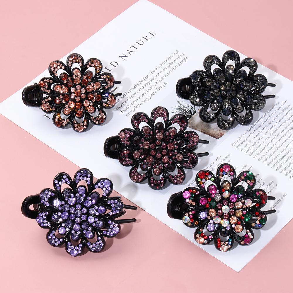 Заколки для волос Головные уборы Аксессуары Стразы Зажим для волос Ласточкин хвост Утиный клюв Заколки Хрустальный Цветок Заколки для волос