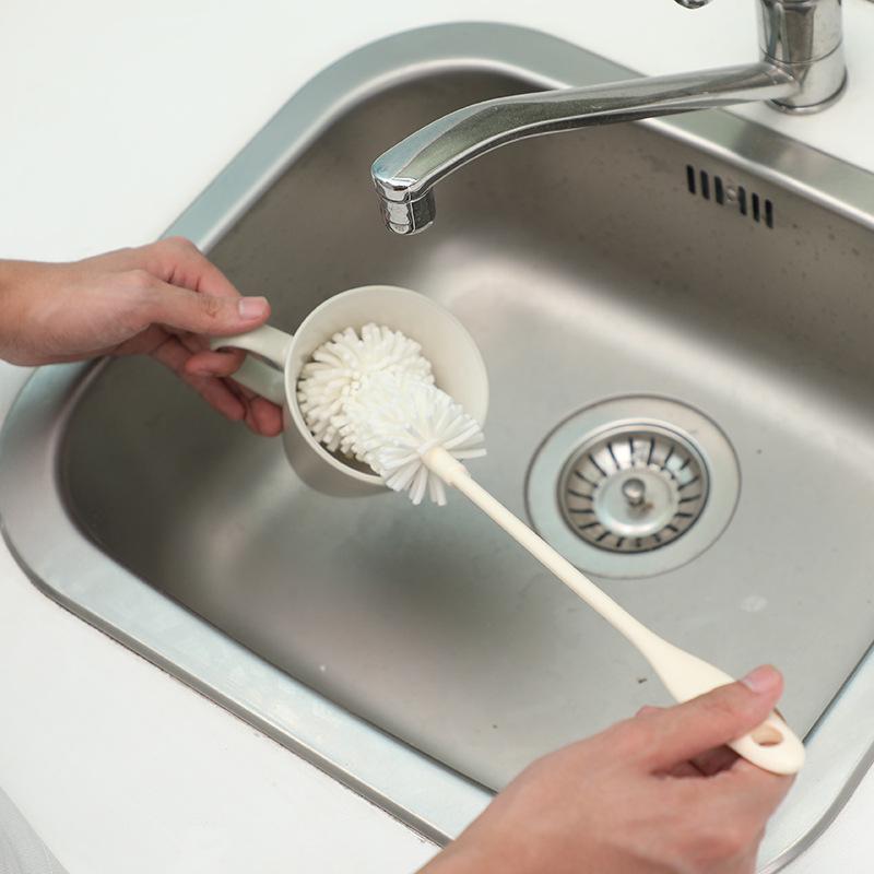 Японская нано-губчатая щетка для бутылок KOMEKI - удлиненная ручка для глубокой очистки чайников