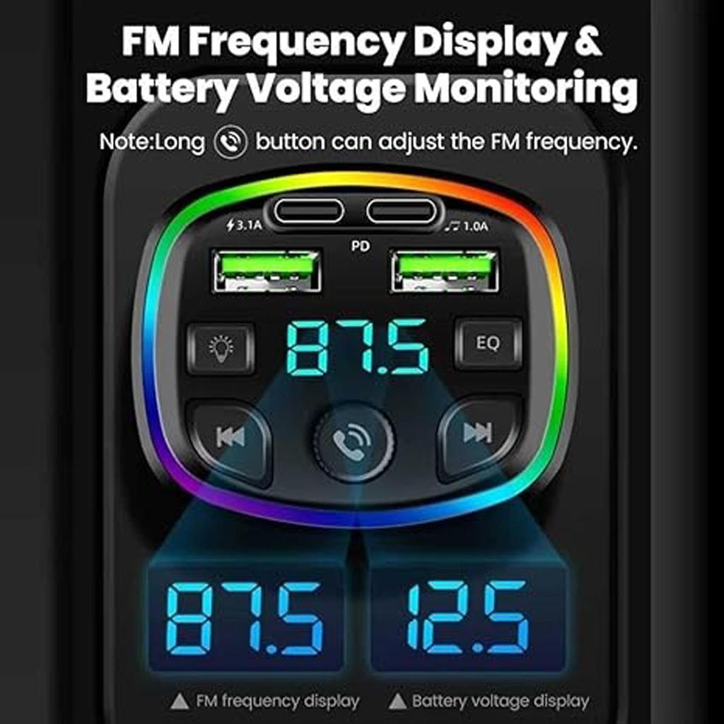 Car Charger,  Adapter 3.1A 2-In-1 Circular B-T MP3 Player For Most Vehicle Models  12-24V, Truck Accessories(C9)