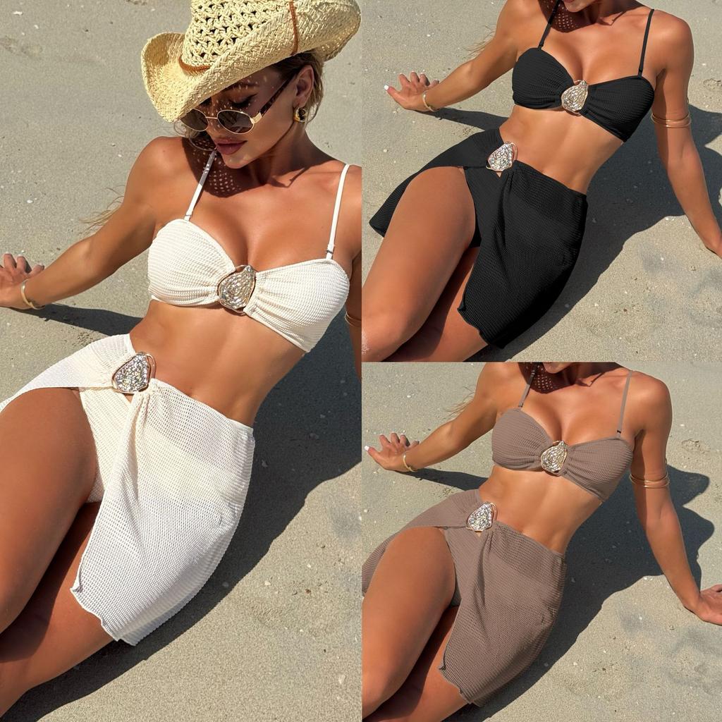 2025 New Beach Vacation Three-piece Short Skirt Swimsuit Swimsuit Bikini Beach Swimsuit