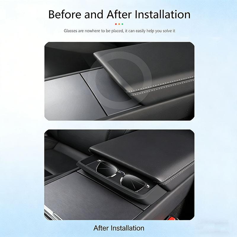 For Tesla Model 3 Highland Model Y Juniper Center Console Armrest Storage Box Eyeglasses Holder Armrest Tray Silicone Accessory