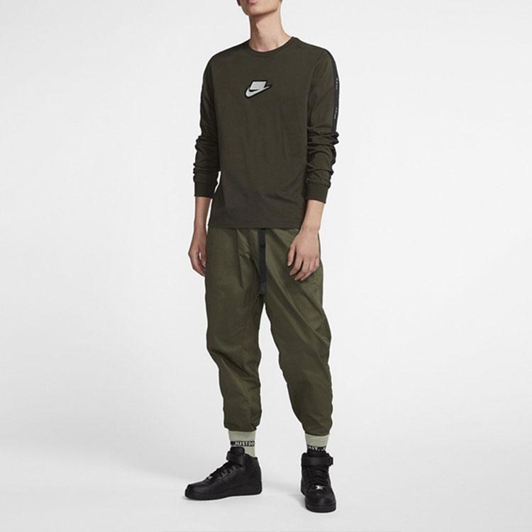 Nike Мужская футболка с длинным рукавом и логотипом Оливковая CI6215-355