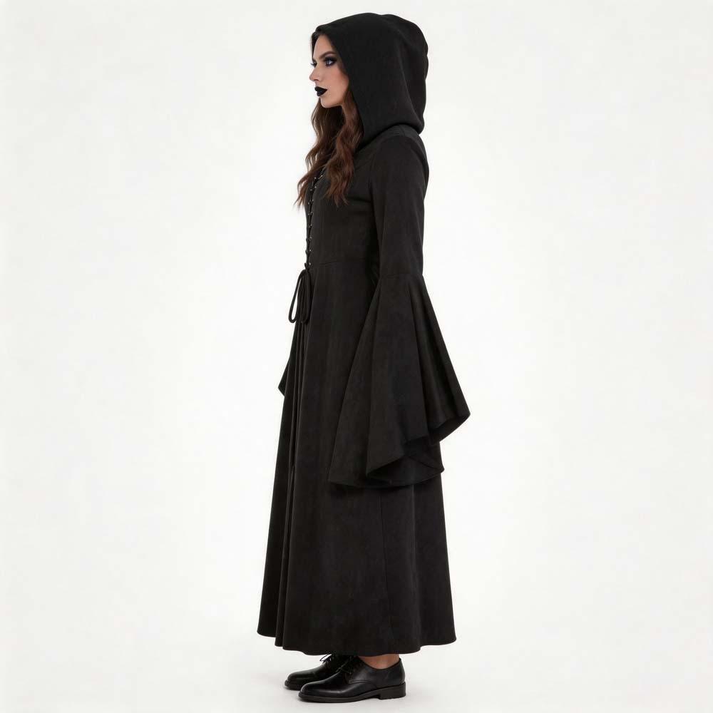 Gothic Vampire Cosplay Medieval Long Dress Witch Black New Long Gown Halloween Party Role Play Costume