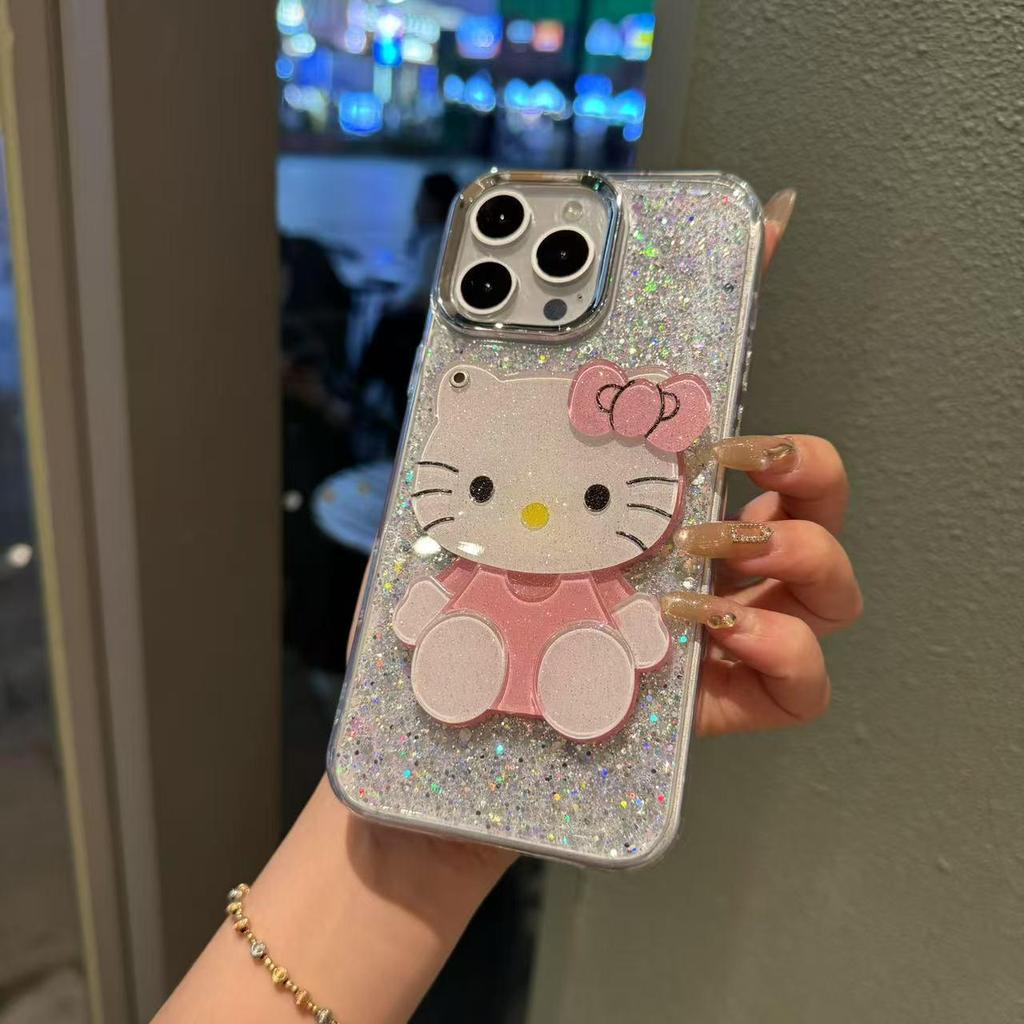 Полностью защищенный от падений смоляной чехол для телефона для iPhone 13/14/15ProMax/16/17 - Мультяшный дизайн с зеркальным блеском