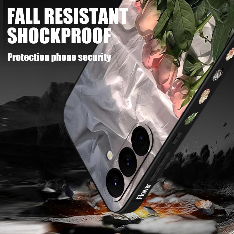 Чехол с масляной живописью и розами для Samsung Galaxy S24 S25 FE S25 S23 S22 Ultra A17 A56 A16 A55 A25 A15 A36 A54 5G с ремешком, мягкая накладка