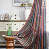 Красные богемные полосатые хлопково-льняные шторы для гостиной - Ретро стиль