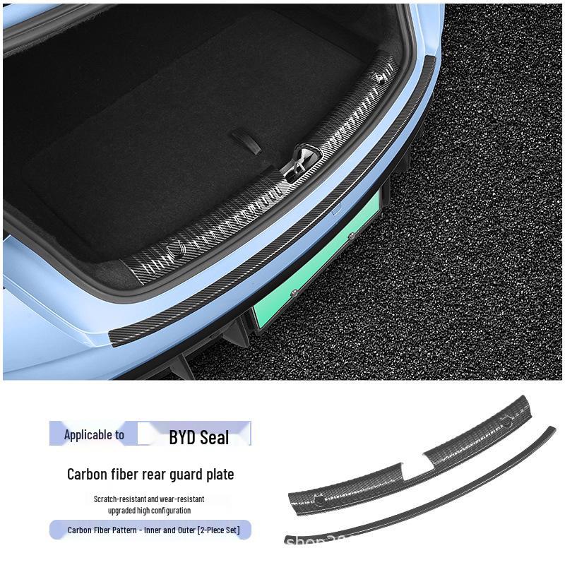 Защитная накладка на задний бампер и порог багажника BYD Seal 07 DMI (кожа)