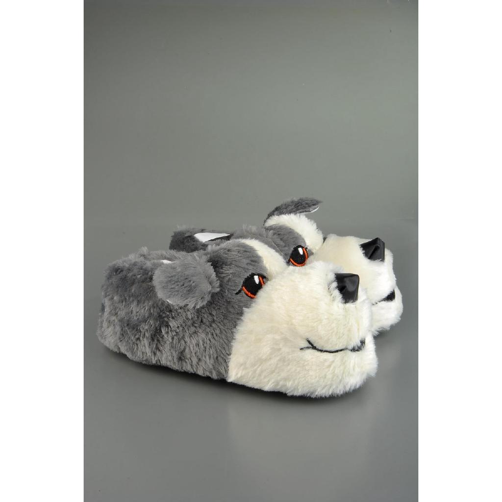 Мужские тапочки с изображением симпатичной собаки, серые