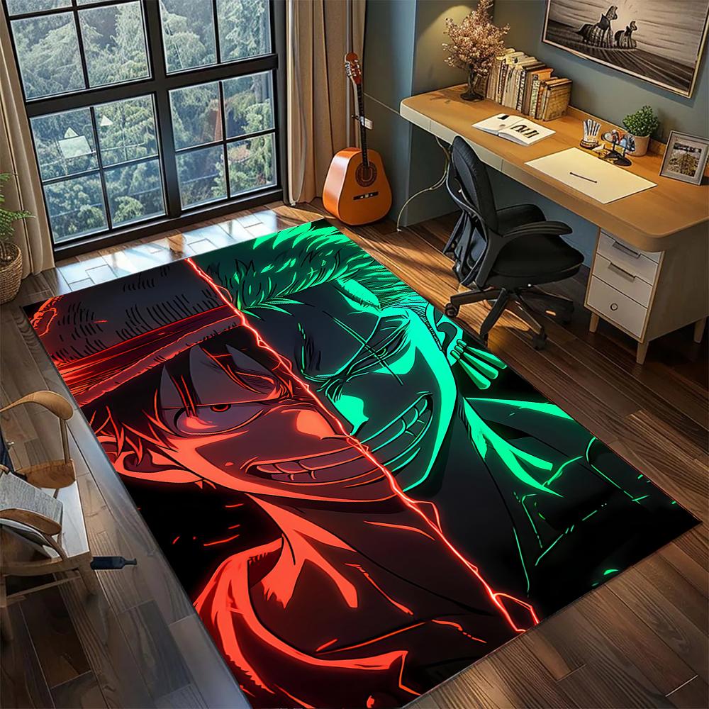 Zoro Enma Katana Green Hair Samurai Rug Carpet Large Area Rug Non Slip Washable Floor Mat Gamer Room Bedroom Home Decor