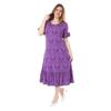 Женское фиолетовое платье с короткими рукавами и карманами с рисунком килим