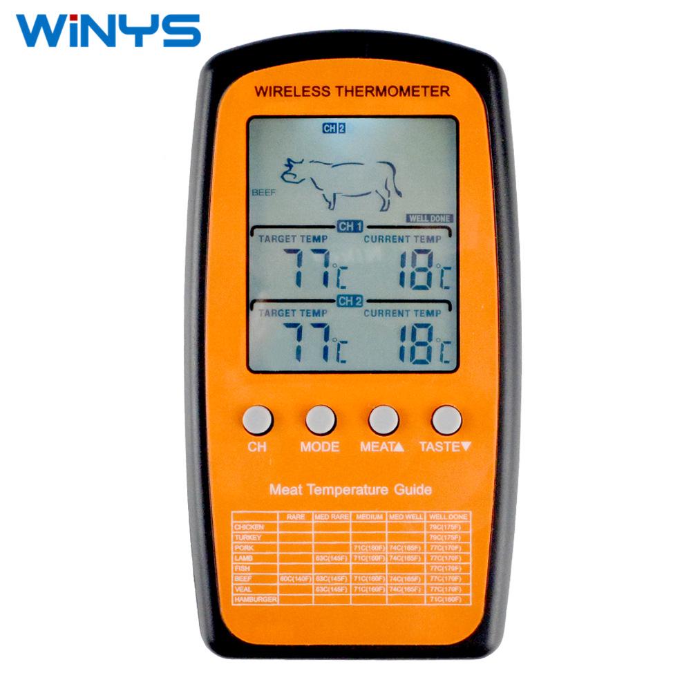 Беспроводной пищевой термометр с двумя щупами для барбекю, выпечки, приготовления конфет и жарки с функцией умного будильника