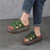 Genuine Leather Lightweight Platform Slippers Retro Cowhide Women's Slip-on Shoes