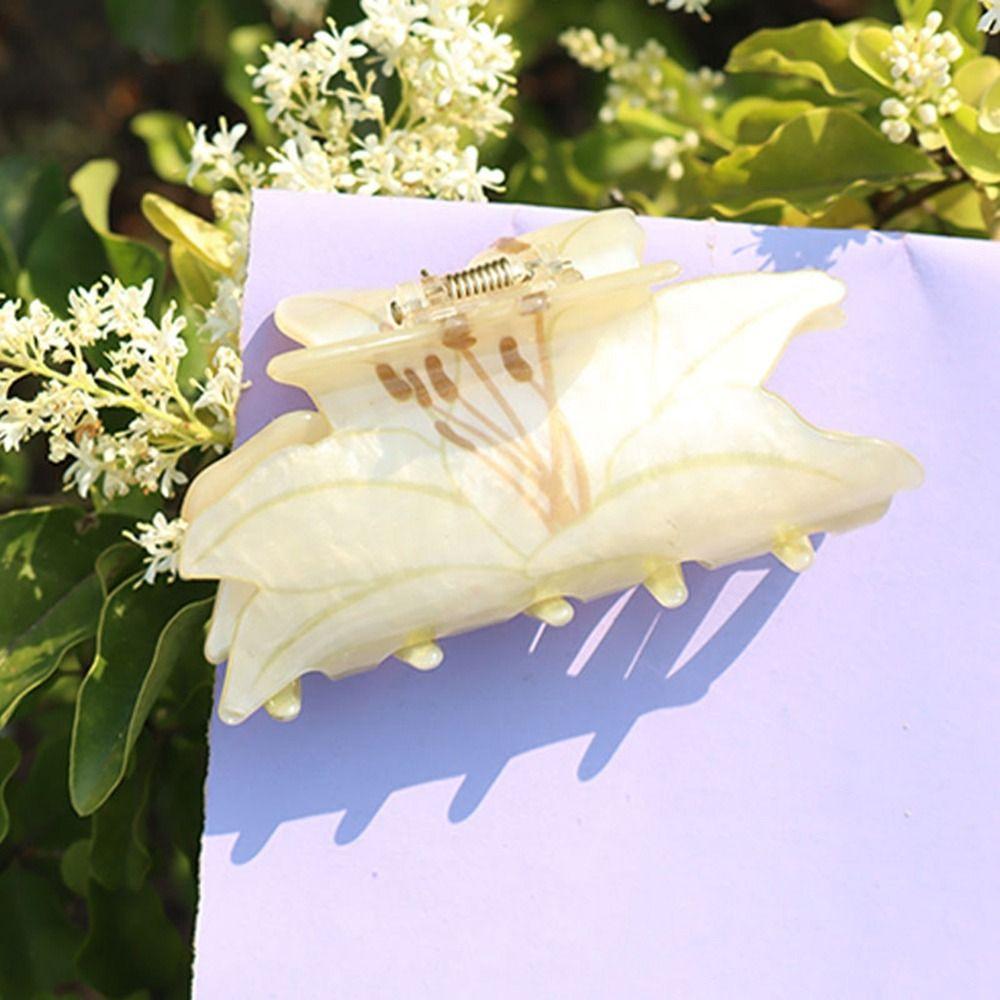 Large Grab Clip Female Hair Accessories Plastic Hair Claw Flower Hair Clip Korean Style Headwear