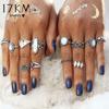 Vintage Natural Opal Stone Midi Ring Set For Women Fashion Anillos Heart Crown Knuckle Rings Boho Jewelry 12 PCS/Lot