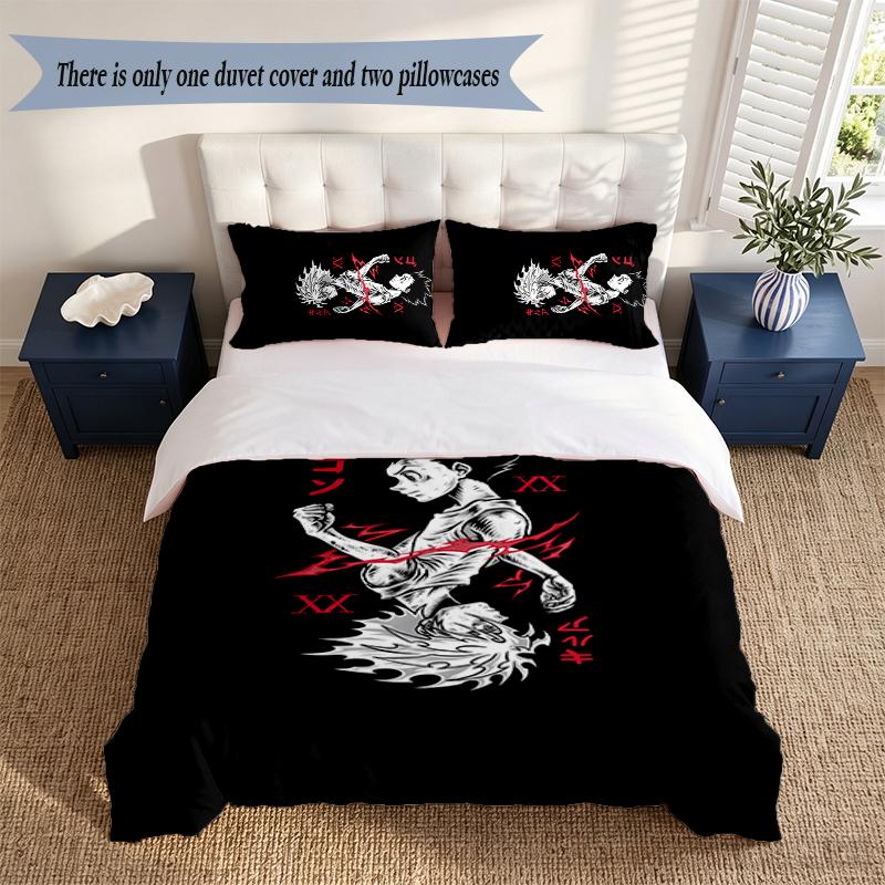 HUNTER×HUNTER 3‑Piece Bedding Set Soft Microfiber Duvet Cover Pillowcases Comfortable Bed Linen for Bedroom Decoration