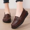 Spring and Autumn Women's Large-size Leather One-pedal Casual Flat-soled Doudou Shoes Versatile Soft-soled Comfortable Mother Shoes