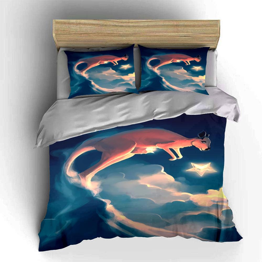 Kangaroo, clouds, glowing star. Bedding sets Duvet cover sets Duvet covers Pillowcases(1*Duvet Cover 2*Pillowcases without duvet insert)