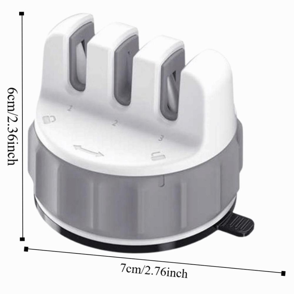 Мини-точилка для ножей Одноручная Легкая заточка лезвий с мощной присоской 3-изогнутая Простая в использовании точилка для лезвий для кухни