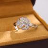 New Fashion Diamond-Set Leaf Open Ring with Creative Design