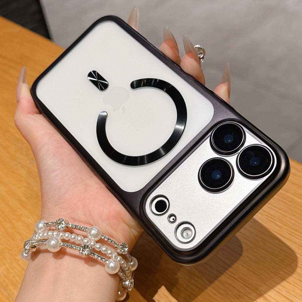 KEYSION Гальванический Прозрачный Матовый Магнитный Чехол для Телефона MagSafe для iPhone 17 Pro Max Air Жесткий ПК Пленка для Объектива Противоударный Чехол