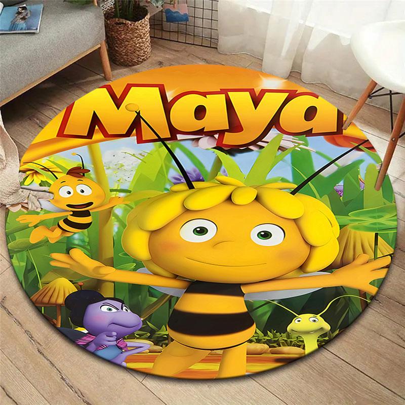 La Abeja Maya Round Area Rug,Carpet Rug for Living Room Bedroom Sofa Playroom Decor,Non-slip Floor Mat