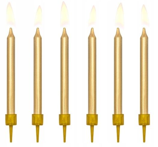 Smooth Birthday Candles, Gold, 6 Pcs