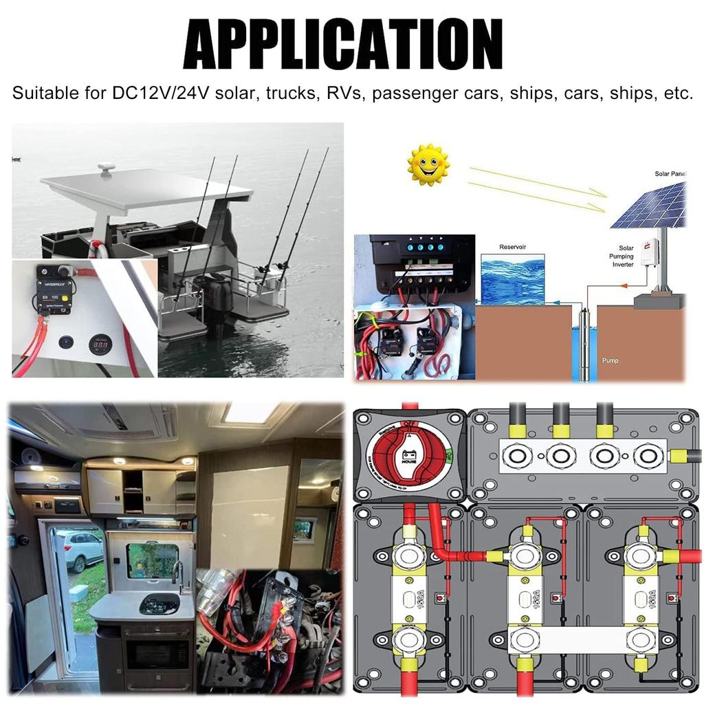 Battery Terminal Blocks 12V 24V  Red Black Power Stud Battery Junction Block Post Power Terminal Blocks