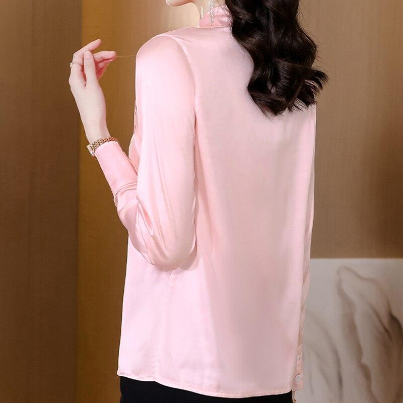 Модная шелковая блузка с цветочным принтом, женская элегантная женская рубашка с длинным рукавом и пуговицами, свободная женская одежда, женские топы Blusas 24678