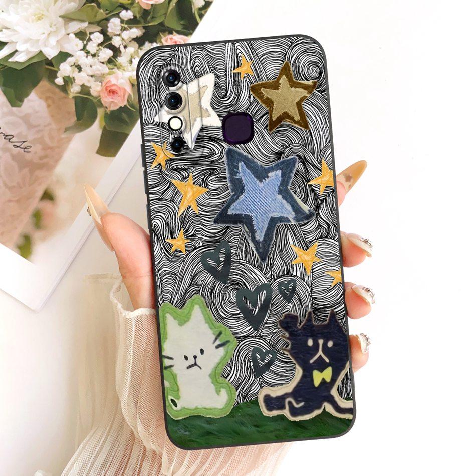 For Infinix Hot 8 / Hot 8 Lite X650 X650C X650B X650D Cute Cat Flower Cartoon Phone Case Shockproof Soft Silicone Covers Bumpers