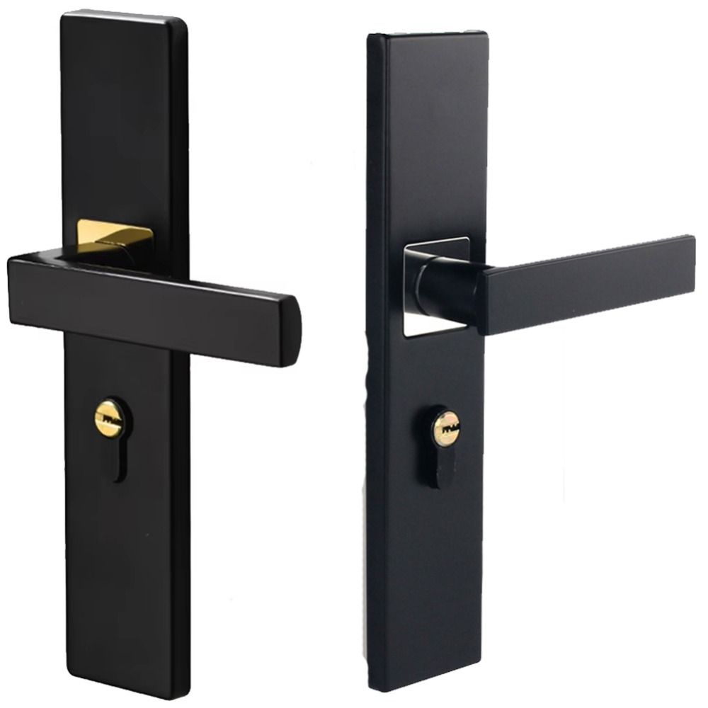 Бесшумный дверной замок с ручкой Комплект ключей Квадратный с ключами Замок для межкомнатной двери Черный Простая установка Замок для двери спальни Ванная комната