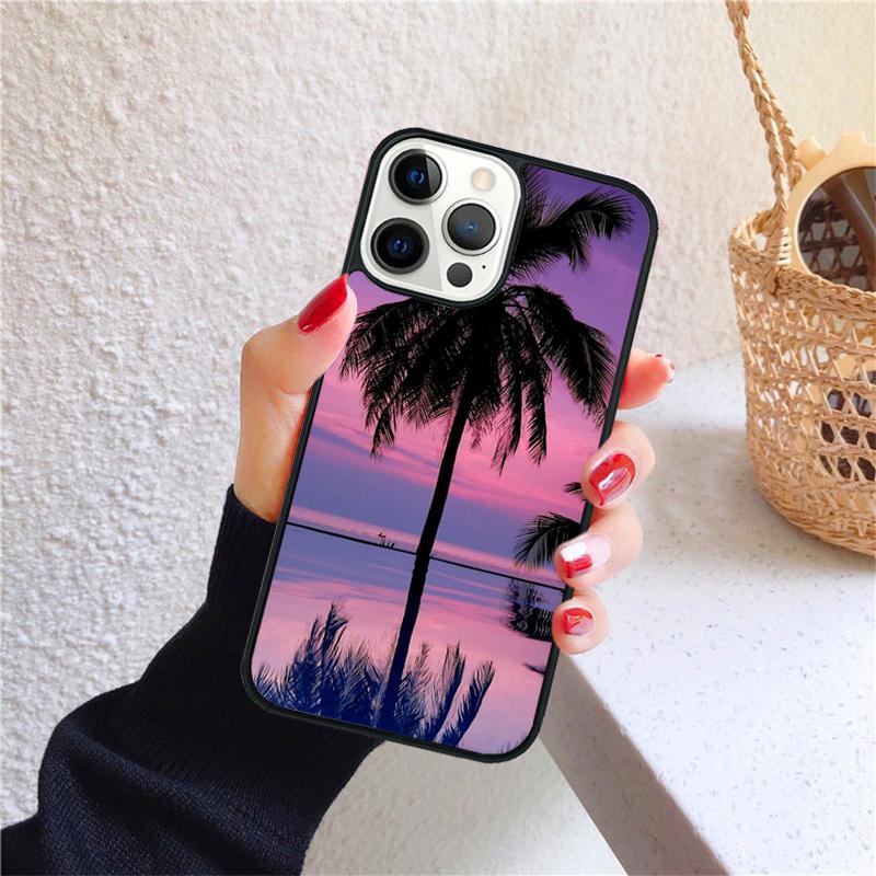 Пальмы небо мягкий Чехол для телефона Cover Для iPhone 17 Air 16 15 14 12 13 Pro Max Plus coque Shell Fundas