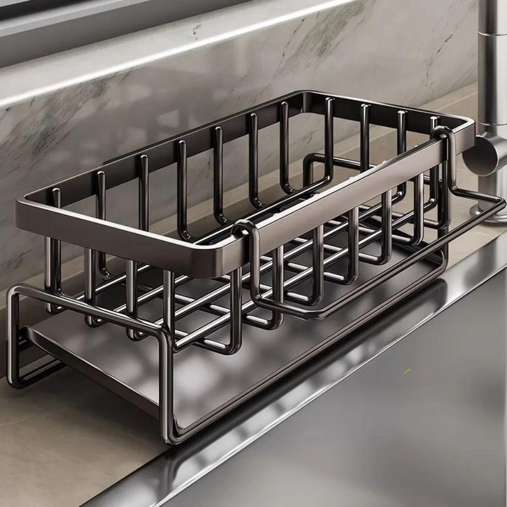 Adjustable Self-draining Sink Shelf Stainless Steel Drain Rack Sink Organizer Auto Drain Tray Soap