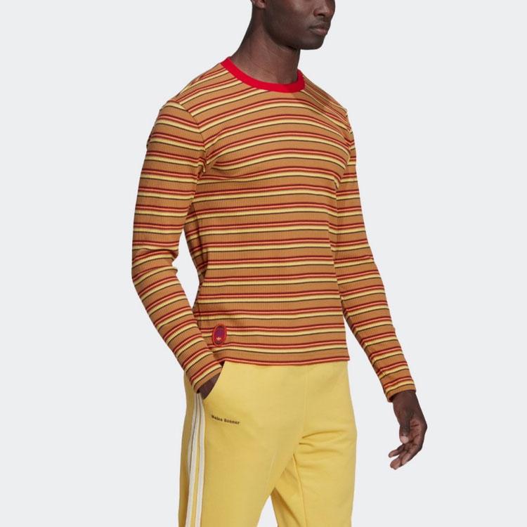 Adidas Вязаная футболка унисекс с длинными рукавами в полоску Originals x Wales Bonner Горчично-желтый HG6265